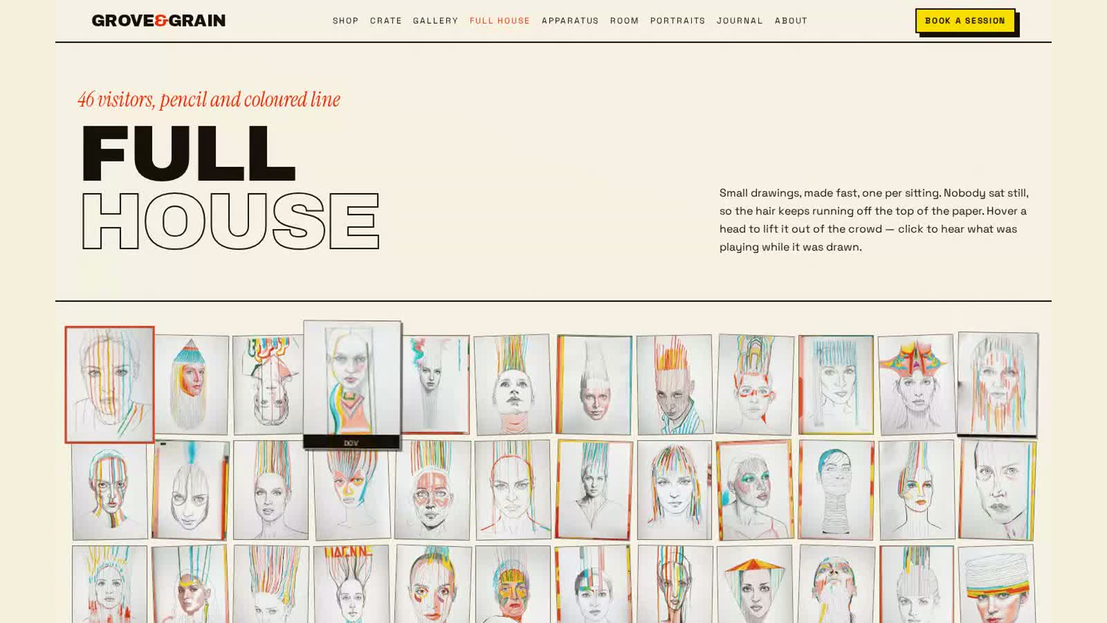Full House: 46 посетителей, карандаш и цветная линия