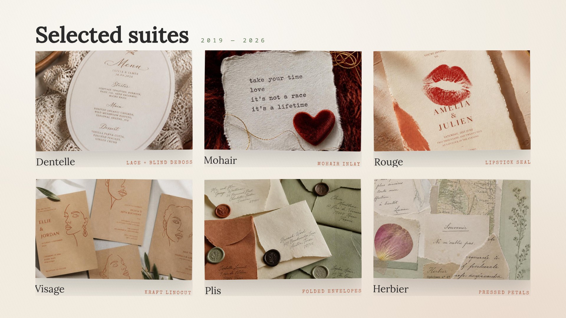 Selected suites: шесть авторских наборов